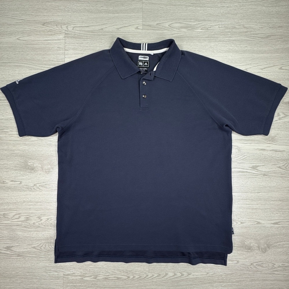 Adidas Mens Polo Shirt Climalite Stretch Navy‎ Blue XL Short Sleeve Golf